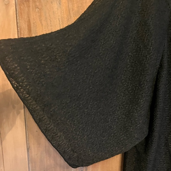 DEB SHEER TEXTURED BLOUSE Black Short wide sleeve smocked waistband open back 2X - Picture 4 of 7